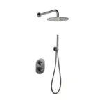 Saniful Doucheset inbouw met box thermostaat en muurbevestiging douchekop 25cm rond Gun Metal