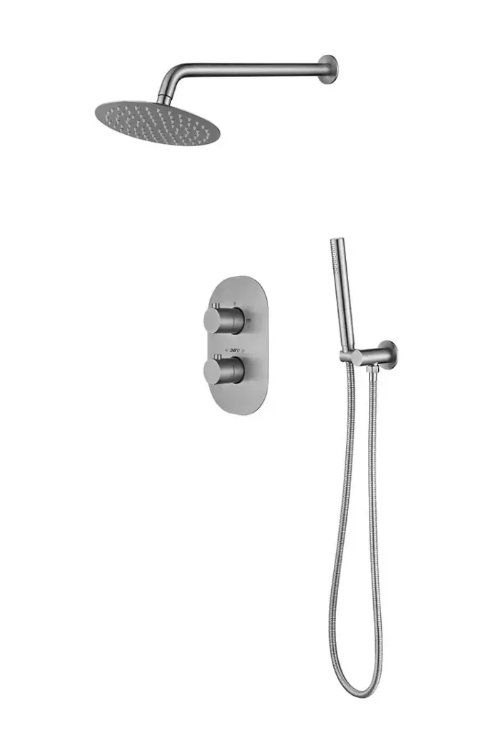 Saniful Doucheset inbouw met box thermostaat en muurbevestiging douchekop 25cm rond RVS