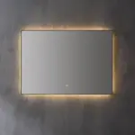 Saniful Rechthoekige mat zwart badkamerspiegel met led verlichting in 3 kleuren instelbaar & dimbaar Incl. spiegelverwarming Rechthoekig 120x70 cm