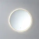 Saniful Ronde badkamerspiegel goud geborsteld met led verlichting in 3 kleuren instelbaar & dimbaar Incl. spiegelverwarming Rond 100 cm