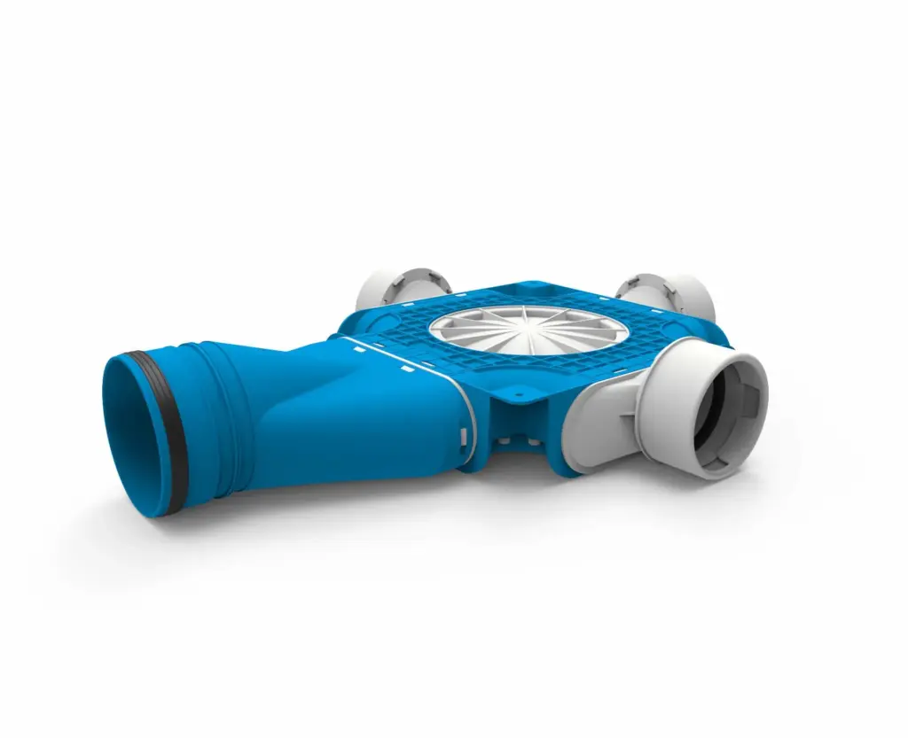 Vent-Axia Uniflexplus ventilatie samengestelde verdeler 3x Ø90mm met horizontale tuit Ø125mm