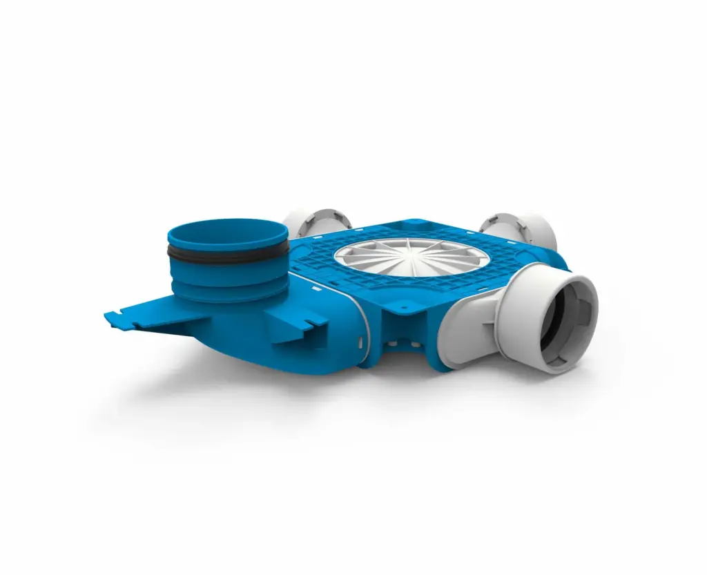 Vent-Axia Uniflexplus ventilatie samengestelde verdeler 3x Ø90mm met verticale tuit Ø125mm