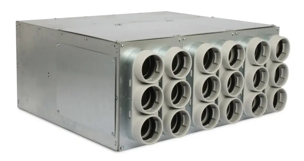 Vent-Axia Uniflexplus ventilatie verdeler met geluiddemper 18x Ø69mm met tuit